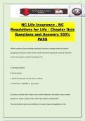 NC Life Insurance - NC Regulations for Life - Chapter Quiz Questions and Answers 100&percnt; PASS