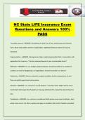 NC State LIFE Insurance Exam Questions and Answers 100&percnt; PASS