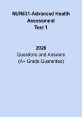 NUR631 Advanced Health Assessment Test 1 2026 &vert; Nursing Study & Practice Guide