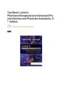 Complete Test Bank for Lehne's Pharmacotherapeutics For Advanced Practice Nurses And Physician Assistants 3rd Edition by Laura D&period; Rosenthal&comma; Jacqueline Rosenjack Burchum&vert;&vert; All Chapters 1-94&vert;&vert; Graded A&plus;