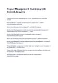 Project Management Questions with Correct Answers