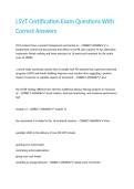 LSVT Certification Exam Questions With Correct Answers