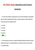 NC DOCC Exam Questions and Correct Answers&vert; Latest Update
