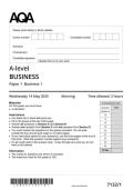 AQA  A-level BUSINESS Paper 1 Business  2025