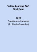 Portage Learning A&P I Final Exam 2026 &vert; Complete Anatomy & Physiology Study & Practice Guide