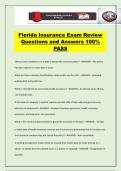 Florida Insurance Exam Review Questions and Answers 100&percnt; PASS