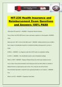 HIT-230 Health Insurance and Reimbursement Exam Questions and Answers 100&percnt; PASS