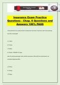 Insurance Exam Practice Questions - Chap&period; 6 Questions and Answers 100&percnt; PASS