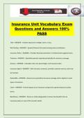 Insurance Unit Vocabulary Exam Questions and Answers 100&percnt; PASS