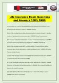Life Insurance Exam Questions and Answers 100&percnt; PASS
