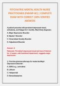 PSYCHIATRIC-MENTAL HEALTH NURSE PRACTITIONER &lpar;PMHNP-BC&rpar; &vert; COMPLETE EXAM WITH CORRECT 100&percnt; VERIFIED ANSWERS
