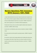 Review Questions P&C Insurance WITH Answers 100&percnt; PASS