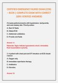 CERTIFIED EMERGENCY NURSE EXAM &lpar;CEN&rpar; &ndash; BCEN &vert; COMPLETE EXAM WITH CORRECT 100&percnt; VERIFIED ANSWERS