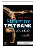 Structure and Function of the Body &lpar;16th Edition&rpar; by Kevin T&period; Patton &ndash; Comprehensive Test Bank with Questions and Detailed Rationales