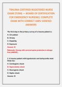 TRAUMA CERTIFIED REGISTERED NURSE EXAM &lpar;TCRN&rpar; &mdash; BOARD OF CERTIFICATION FOR EMERGENCY NURSING&vert; COMPLETE EXAM WITH CORRECT 100&percnt; VERIFIED ANSWERS