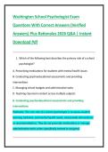 Washington School Psychologist Exam  Questions With Correct Answers &lpar;Verified  Answers&rpar; Plus Rationales 2026 Q&A &vert; Instant  Download Pdf
