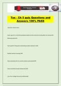 Tax - Ch 5 quiz Questions and Answers 100&percnt; PASS