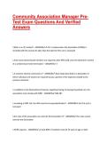Community Association Manager Pre-Test Exam Questions And Verified Answers