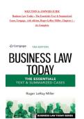 Solution Manual &ndash; Business Law Today&colon; The Essentials 13th Edition 2026 &vert; Roger LeRoy Miller PDF &vert; ISBN 978-0357635223