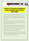 Chapter 10 Insurance Regulation Exam Questions and Answers 100&percnt; PASS