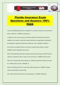 Florida Insurance Exam Questions and Answers 100&percnt; PASS