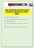 Life and Health Insurance Exam Questions and Answers 100&percnt; PASS