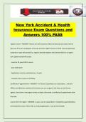 New York Accident & Health Insurance Exam Questions and Answers 100&percnt; PASS