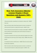 New York Insurance Adjuster License Chapter 4 Exam Questions and Answers 100&percnt; PASS