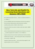 New York Life and Health Pre Licensing Exam Questions and Answers 100&percnt; PASS