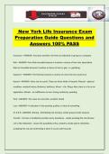 New York Life Insurance Exam Preparation Guide Questions and Answers 100&percnt; PASS