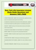 New York Life Insurance License Study Guide Questions and Answers 100&percnt; PASS