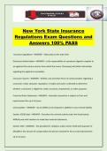 New York State Insurance Regulations Exam Questions and Answers 100&percnt; PASS