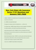 New York State Life Insurance Series 17-51 Questions and Answers 100&percnt; PASS