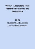 Week 4&colon; Laboratory Tests Performed on Blood and Body Fluids 2026 &vert; Complete Study & Practice Guide