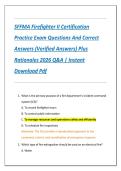 SFFMA Firefighter II Certification  Practice Exam Questions And Correct  Answers &lpar;Verified Answers&rpar; Plus  Rationales 2026 Q&A &vert; Instant  Download Pdf 