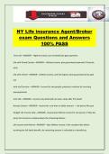 NY Life insurance Agent&sol;Broker exam Questions and Answers 100&percnt; PASS