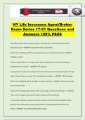 NY Life Insurance Agent&sol;Broker Exam Series 17-51 Questions and Answers 100&percnt; PASS