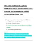 Ohio Commercial Pesticide Applicator Certification Category 10a General Pest Control Questions And Correct Answers &lpar;Verified Answers&rpar; Plus Rationales 2026 