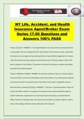 NY Life&comma; Accident&comma; and Health Insurance Agent&sol;Broker Exam Series 17-55 Questions and Answers 100&percnt; PASS
