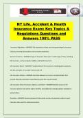 NY Life&comma; Accident & Health Insurance Exam&colon; Key Topics & Regulations Questions and Answers 100&percnt; PASS