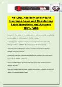 NY Life&comma; Accident and Health Insurance Laws and Regulations Exam Questions and Answers 100&percnt; PASS