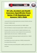 NY Life&comma; Accident and Health Insurance Agent&sol;Broker Exam Series 17-55 Questions and Answers 100&percnt; PASS