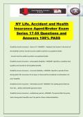 NY Life&comma; Accident and Health Insurance Agent&sol;Broker Exam Series 17-55 Questions and Answers 100&percnt; PASS