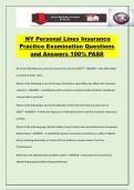 NY Personal Lines Insurance Practice Examination Questions and Answers 100&percnt; PASS