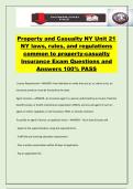 Property and Casualty NY Unit 21 NY laws&comma; rules&comma; and regulations common to property-casualty Insurance Exam Questions and Answers 100&percnt; PASSProperty and Casualty NY Unit 21 NY laws&comma; rules&comma; and regulations common to property-casualty Insurance Exam Question