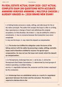 PA REAL ESTATE ACTUAL EXAM 2026 -2027 ACTUAL  COMPLETE EXAM 200 QUESTIONS WITH ACCURATE  ANSWERS VERIFIED ANSWERS &vert; MULTIPLE CHOICES &sol;  ALREADY GRADED A&plus; &vert;2026 BRAND NEW EXAM&excl;&excl;  