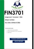 FIN3701 Assignment 1 &lpar;QUALITY ANSWERS&rpar; Semester 1 2026