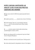 NORTH CAROLINA WASTEWATER LAB ANALYST CLASS 4 EXAM 2026 PRACTICE QUESTIONS AND ANSWERS