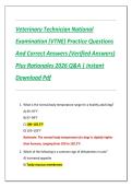 Veterinary Technician National  Examination &lpar;VTNE&rpar; Practice Questions  And Correct Answers &lpar;Verified Answers&rpar;  Plus Rationales 2026 Q&A &vert; Instant  Download Pdf 