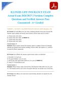 ILLINOIS LIFE INSURANCE EXAM Actual Exam 2026&sol;2027 2 Versions Complete Questions and Verified Answers Pass Guaranteed - A&plus; Graded